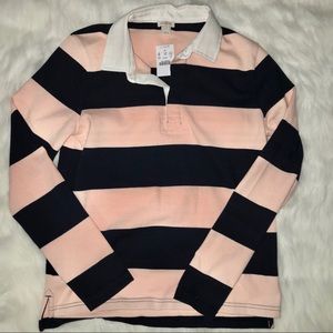 J.Crew Pink and Blue Striped Rugby Shirt Sz M NWT